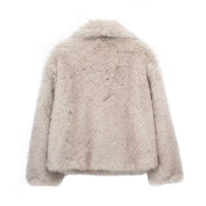 Galuxia Winter Plush Coat – Fashion Thicken Lapel Outerwear for Women