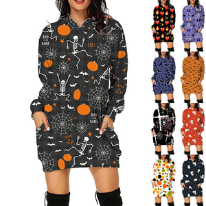 Galuxia Halloween Print Long Hoodie – Women’s Sweater with Pockets