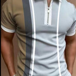 Galuxia Men's POLO Shirt Striped Printed Short Sleeve T-Shirt Lapel Shirt