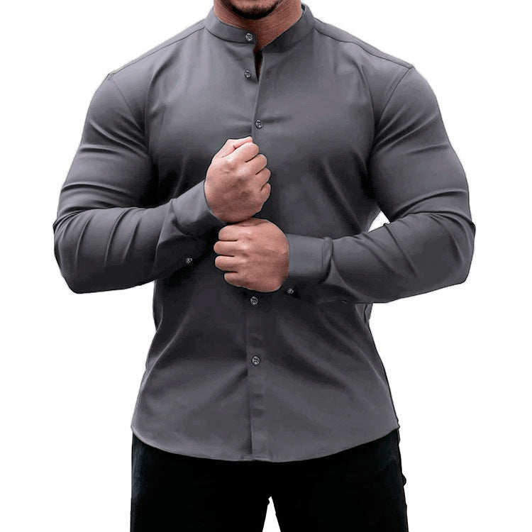Galuxia Long Sleeve Shirt Men Casual Button Down Slim Tops Solid Color Casual Mens Clothing