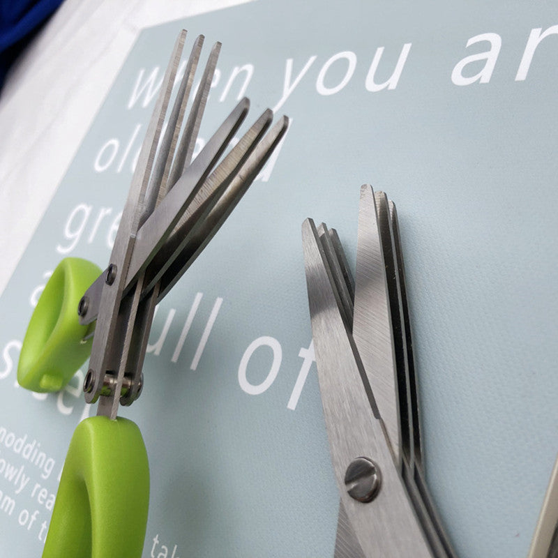 Galuxia Multifunctional Multi-layer Green Onion Scissors Stainless Steel Onion Cutting Knife Herb Seaweed Spice Scissors Kitchen Scissor Kitchen Gadgets