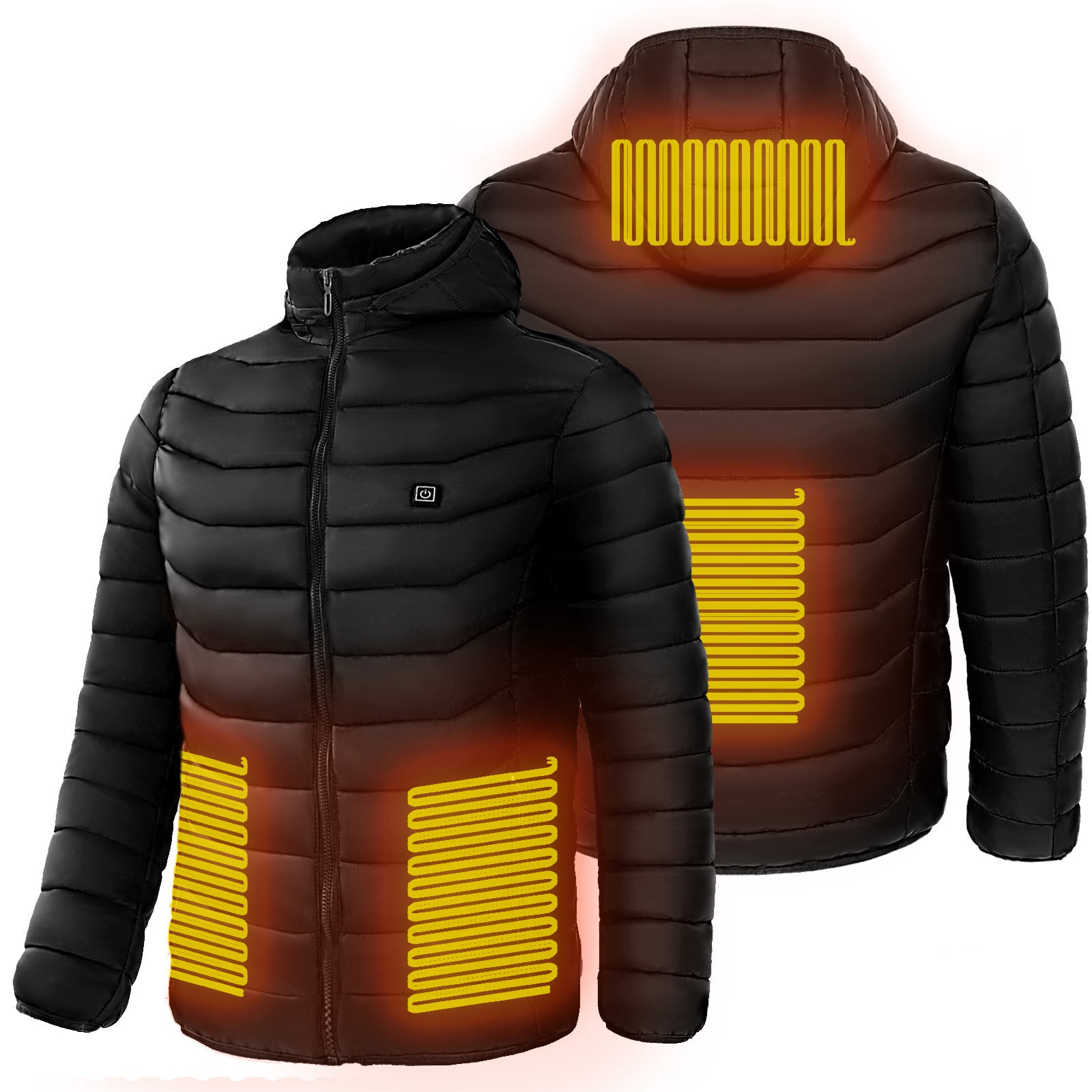 Galuxia Men Heated Puffer Jacket Electric Heating Coat Insulated Hood Windbreaker 9Heat Zones
