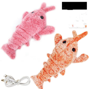 Galuxia Pet Toys Electric Jumping Shrimp USB Charging Simulation Lobster Funny Cat Plush Pets Toy