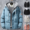 Galuxia Fashion Hooded Jacket Men Winter Windproof Thickened Fake Two-piece Coat Solid Leisure Sports Cotton Jacket