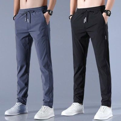 Galuxia Drawstring Trousers Thin Casual Pants Korean Version Loose Straight Sweatpants Mens Clothing