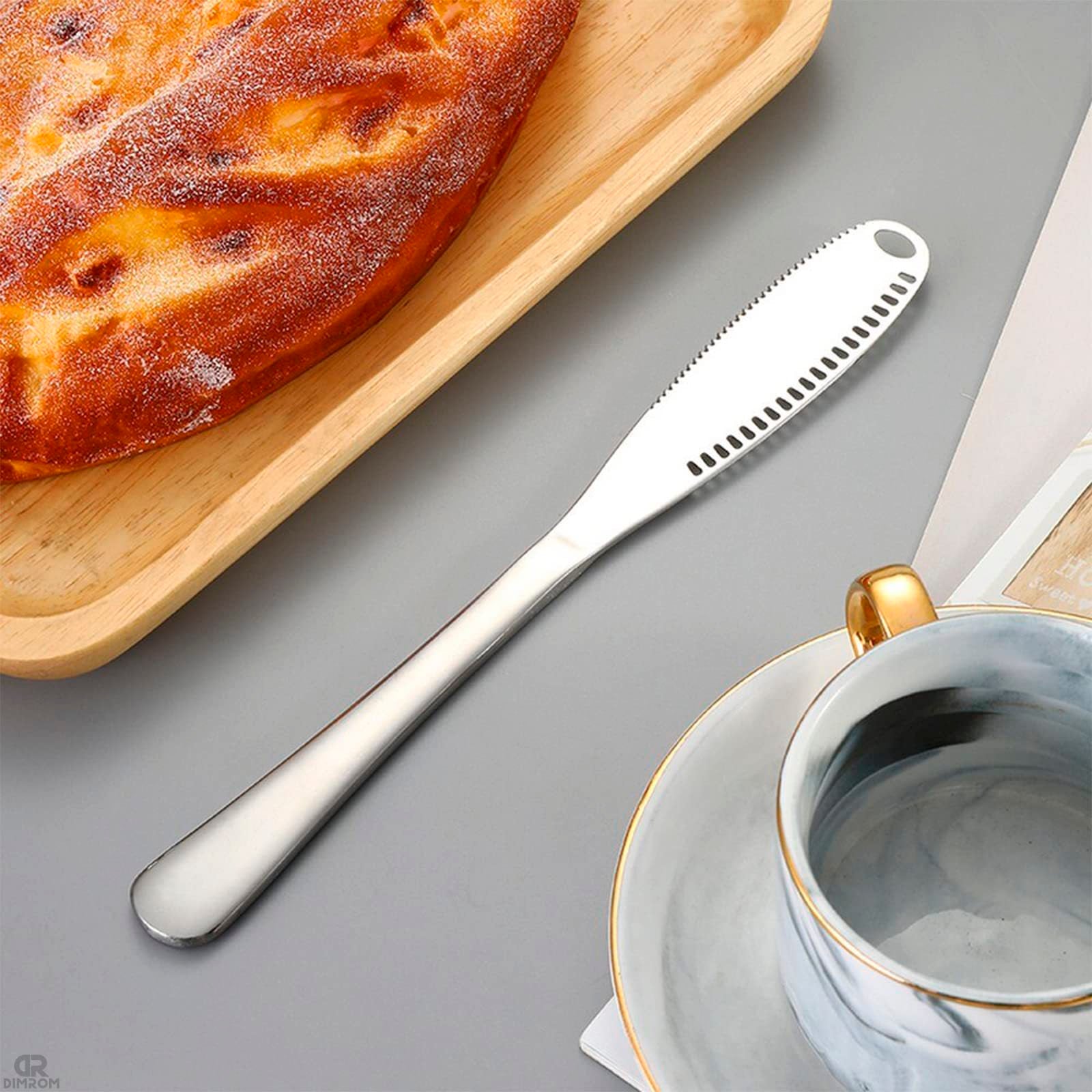 Galuxia Stainless Steel Butter Spreader Knife With Handle, 3 In 1 Curler Slicer Knife, Butter Knife Spreader And Curler With Holes And Serrated Edge Cheese Knife  Kitchen Gadgets