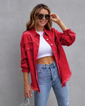 Galuxia Women’s Ripped Shirt Jacket – Casual Spring & Autumn Top