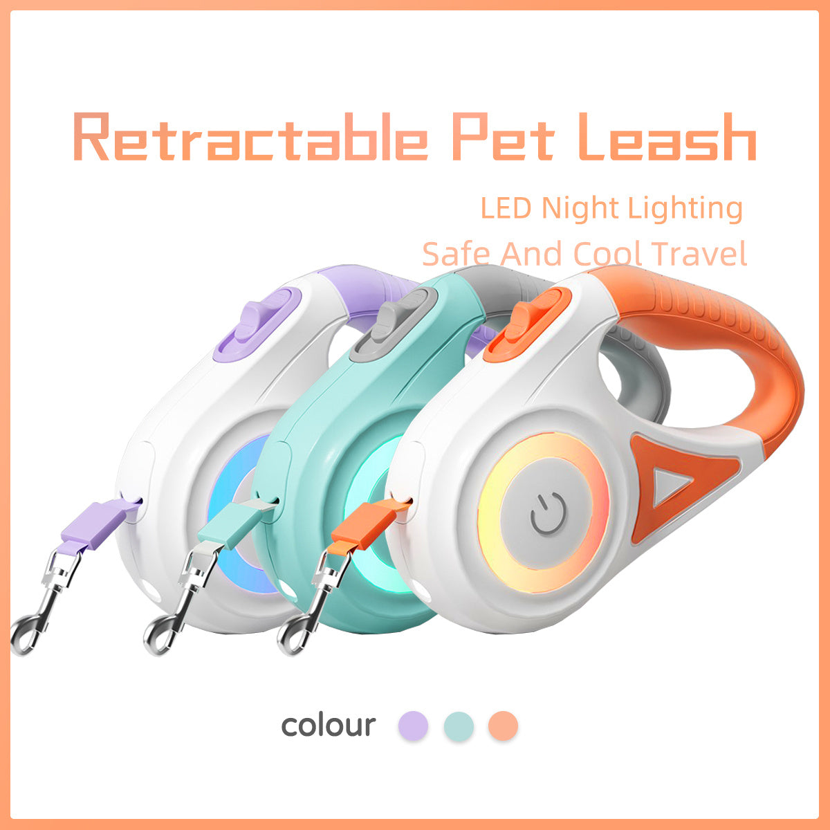 Galuxia Dog Leash Retractable Leash And Dog Collar Spotlight Automatic Pet Dog Cat Traction Rope For Small Medium Dogs Pet Product