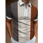 Galuxia Men's POLO Shirt Striped Printed Short Sleeve T-Shirt Lapel Shirt