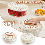 Galuxia Fruit Drain Basket With Lid Vegetable Washing Bowl Foldable Handle Cleaning Colander Plastic Refrigerator Crisper Kitchen Box Kitchen Gadgets