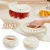 Galuxia Fruit Drain Basket With Lid Vegetable Washing Bowl Foldable Handle Cleaning Colander Plastic Refrigerator Crisper Kitchen Box Kitchen Gadgets