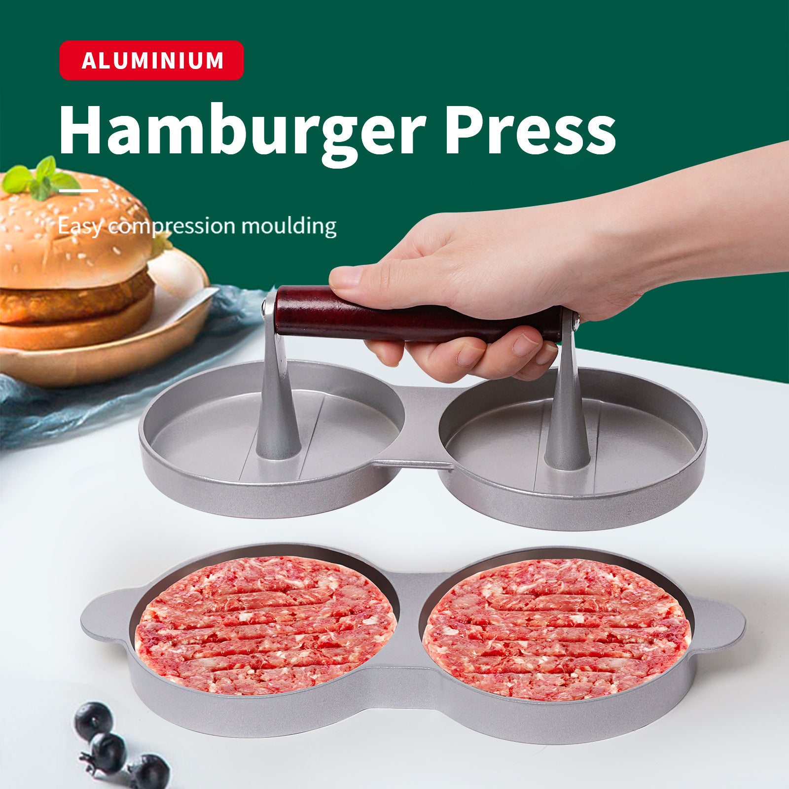 Galuxia Mini Burger Press Slider Patty Wood Handle Hamburger Press Burger Press Maker Grill BBQ Party Maker Meat Press Kitchen Gadgets