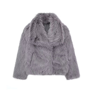 Galuxia Winter Plush Coat – Fashion Thicken Lapel Outerwear for Women