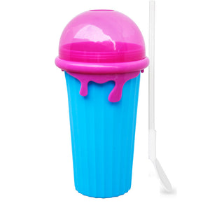 Galuxia 500ml Large Capacity Slushy Cup Summer Squeeze Homemade Juice Water Bottle Quick-Frozen Smoothie Sand Cup Pinch Fast Cooling Magic Ice Cream Slushy Maker Beker Kitchen Gadgets