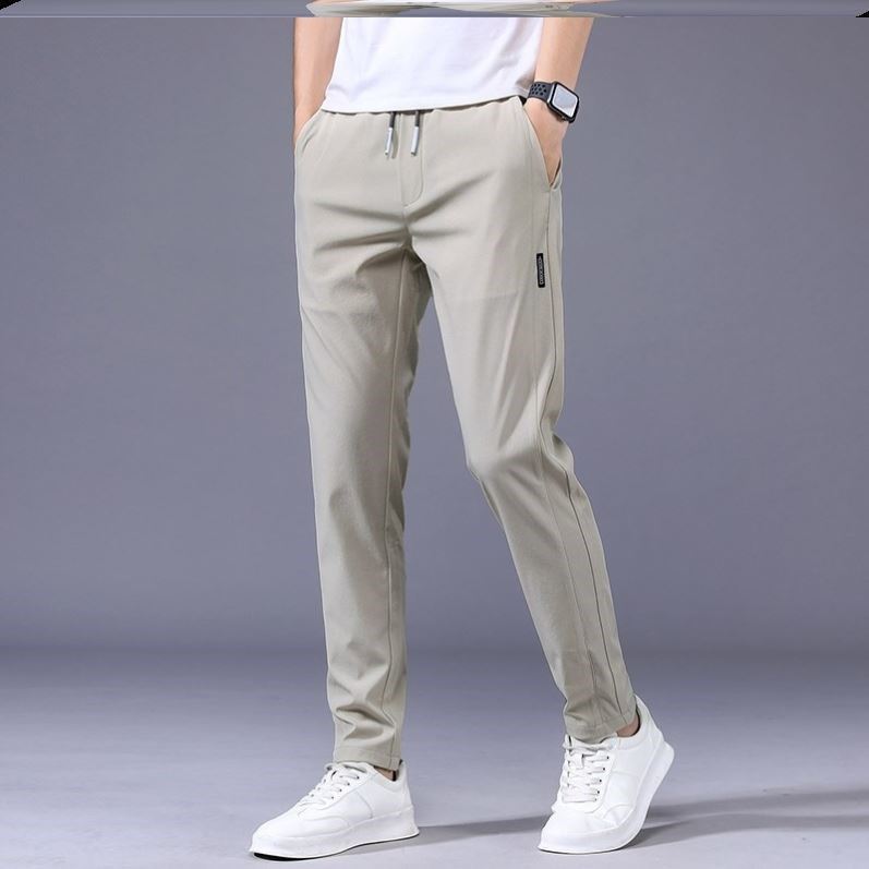 Galuxia Drawstring Trousers Thin Casual Pants Korean Version Loose Straight Sweatpants Mens Clothing