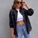 Galuxia Women’s Ripped Shirt Jacket – Casual Spring & Autumn Top