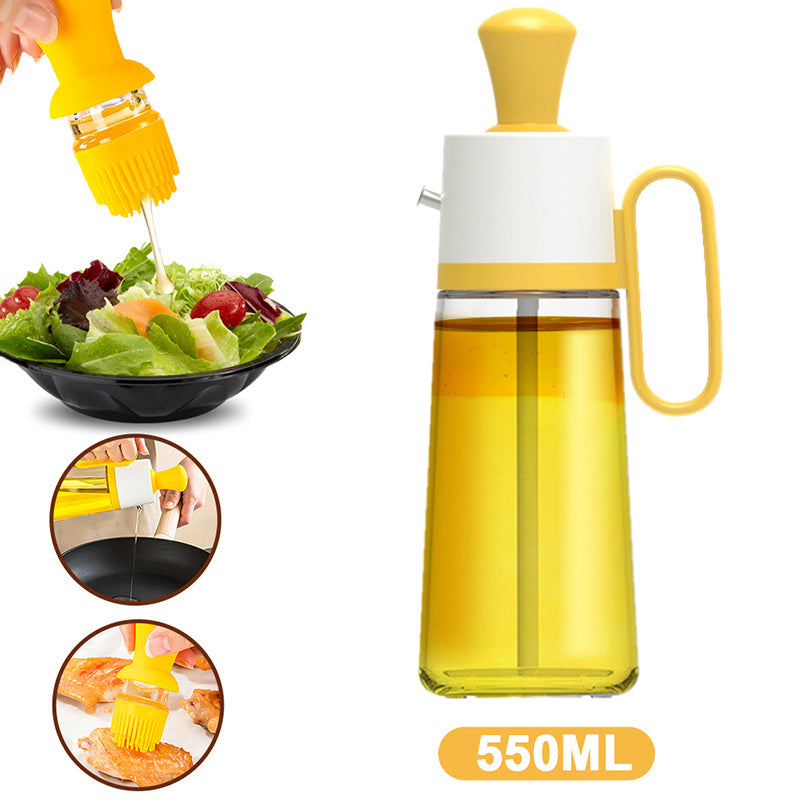 Galuxia 2 In 1 Oil Dispenser With Silicon Brush BBQ Oil Spray Glass Bottle Silicone For Barbecue Cooking Seasoning Bottle Kitchen Gadgets
