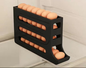Galuxia Refrigerator 4-Layer Automatic Egg Roller Sliding Egg Tray Refrigerator Side Door Large Capacity Holder Egg Storage Box Kitchen Gadgets