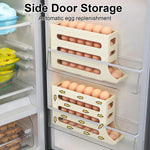 Galuxia Refrigerator 4-Layer Automatic Egg Roller Sliding Egg Tray Refrigerator Side Door Large Capacity Holder Egg Storage Box Kitchen Gadgets