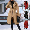 Galuxia Lapel Double-Breasted Trench Coat with Belt – Women’s Winter Long Jacket
