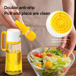 Galuxia 2 In 1 Oil Dispenser With Silicon Brush BBQ Oil Spray Glass Bottle Silicone For Barbecue Cooking Seasoning Bottle Kitchen Gadgets