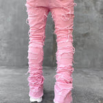Galuxia Men Trousers Individual Patched Pants Long Tight Fit Stacked Jeans For Mens Clothing