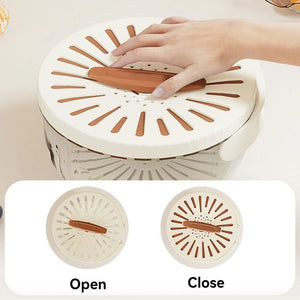 Galuxia Fruit Drain Basket With Lid Vegetable Washing Bowl Foldable Handle Cleaning Colander Plastic Refrigerator Crisper Kitchen Box Kitchen Gadgets