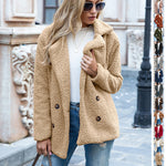Galuxia Loose Lapel Fluffy Coat Winter Button Jacket Cardigan Outwear For Women Clothing