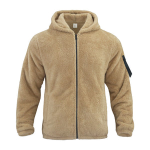 Galuxia Plush Hooded Jacket Men's Autumn And Winter Fleece Double-sided Wear Warm Coat With Zipper Loose Casual Jacket Outdoor Clothing