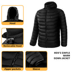 Galuxia Men Heated Puffer Jacket Electric Heating Coat Insulated Hood Windbreaker 9Heat Zones