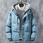 Galuxia Fashion Hooded Jacket Men Winter Windproof Thickened Fake Two-piece Coat Solid Leisure Sports Cotton Jacket