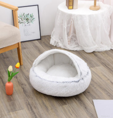 Galuxia 2 In 1 Dog And Cat Bed Pet Winter Bed Round Plush Warm Bed House Soft Long Plush Pets Bed Pet Products
