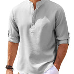 Galuxia Men's Casual Shirt  Long Sleeve Stand Collar Solid Color Shirt Mens Clothing