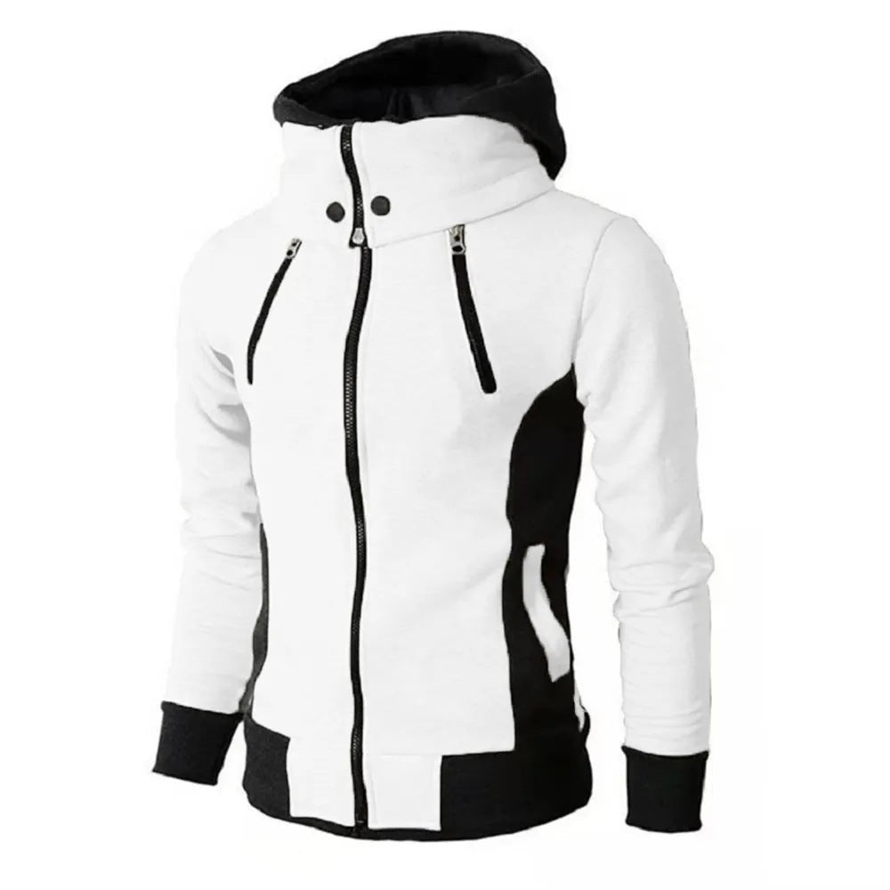 GaluxiaMen's Zip UP Hooded Jacket Fake Two Piece Sports Cardigan Casual Slim Sweatshirt Jacket