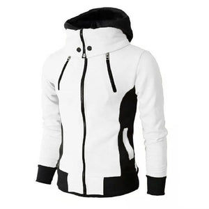 GaluxiaMen's Zip UP Hooded Jacket Fake Two Piece Sports Cardigan Casual Slim Sweatshirt Jacket