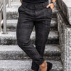 Galuxia Plaid Print Pants Men's Casual Trousers Loose And Thin
