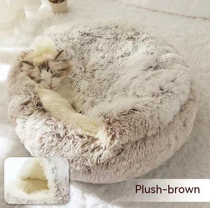 Galuxia 2 In 1 Dog And Cat Bed Pet Winter Bed Round Plush Warm Bed House Soft Long Plush Pets Bed Pet Products