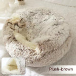 Galuxia 2 In 1 Dog And Cat Bed Pet Winter Bed Round Plush Warm Bed House Soft Long Plush Pets Bed Pet Products