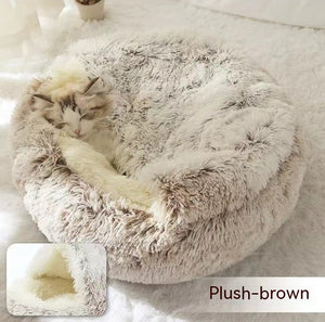 Galuxia 2 In 1 Dog And Cat Bed Pet Winter Bed Round Plush Warm Bed House Soft Long Plush Pets Bed Pet Products