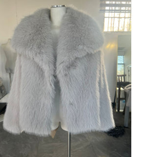 Galuxia Winter Plush Coat – Fashion Thicken Lapel Outerwear for Women