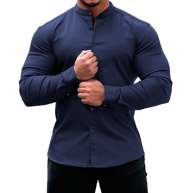 Galuxia Long Sleeve Shirt Men Casual Button Down Slim Tops Solid Color Casual Mens Clothing