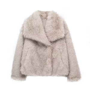 Galuxia Winter Plush Coat – Fashion Thicken Lapel Outerwear for Women