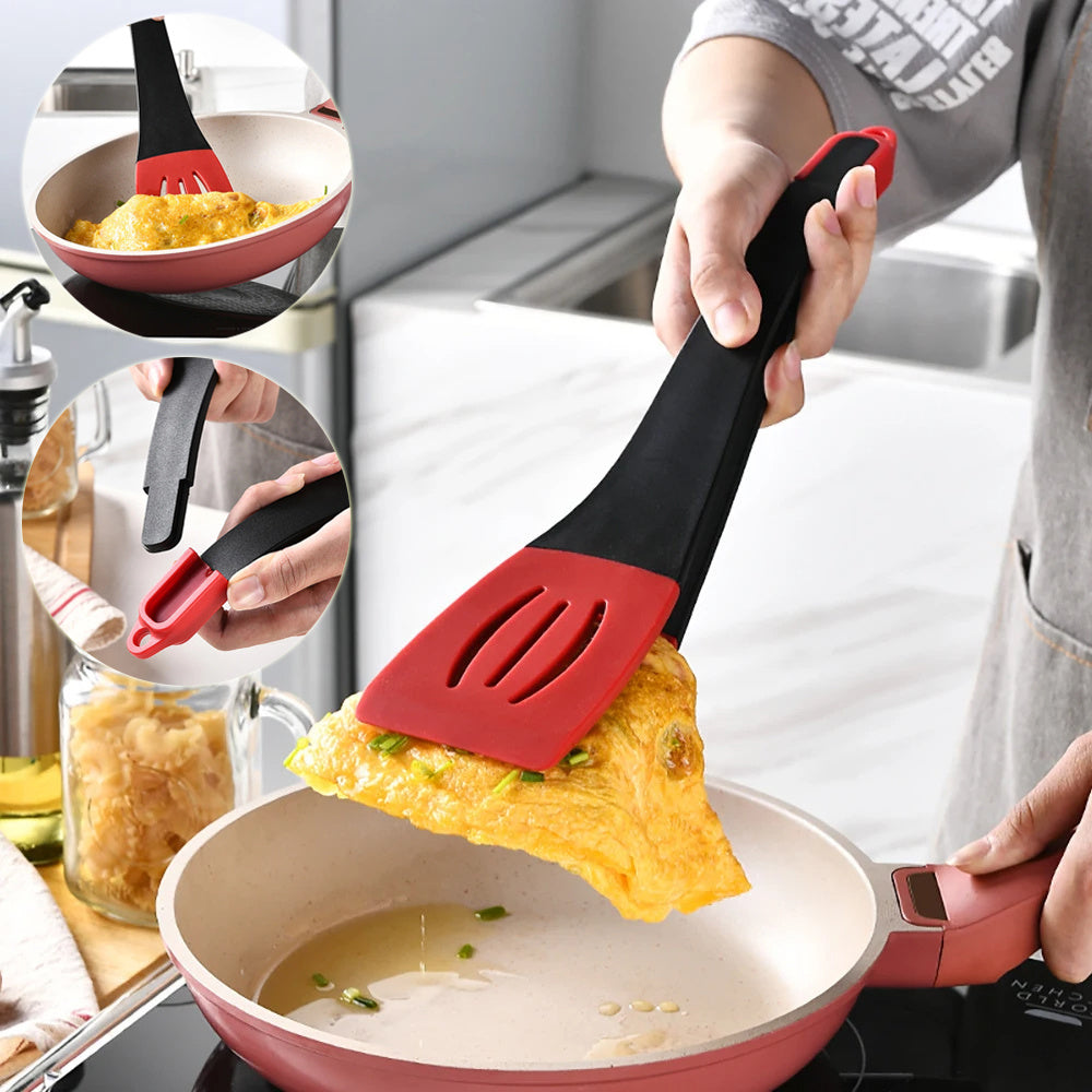 Galuxia 3 In 1 Frying Spatula Clip Silicone Food Clip Frying Steak Pancakes Shovel Slotted Turners Kitchen Tools Cooking Utensils Kitchen Gadgets