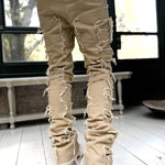 Galuxia Men Trousers Individual Patched Pants Long Tight Fit Stacked Jeans For Mens Clothing
