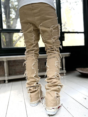Galuxia Men Trousers Individual Patched Pants Long Tight Fit Stacked Jeans For Mens Clothing