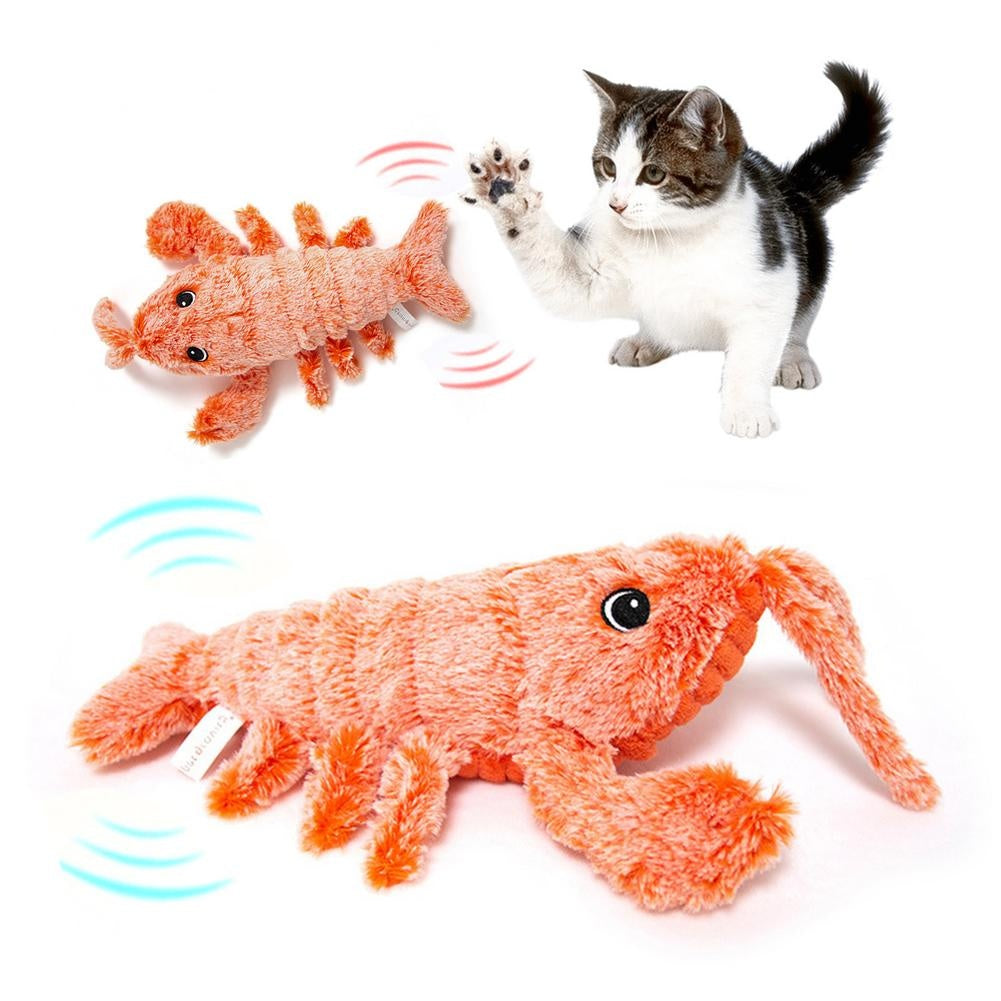 Galuxia Pet Toys Electric Jumping Shrimp USB Charging Simulation Lobster Funny Cat Plush Pets Toy