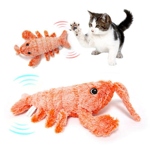 Galuxia Pet Toys Electric Jumping Shrimp USB Charging Simulation Lobster Funny Cat Plush Pets Toy