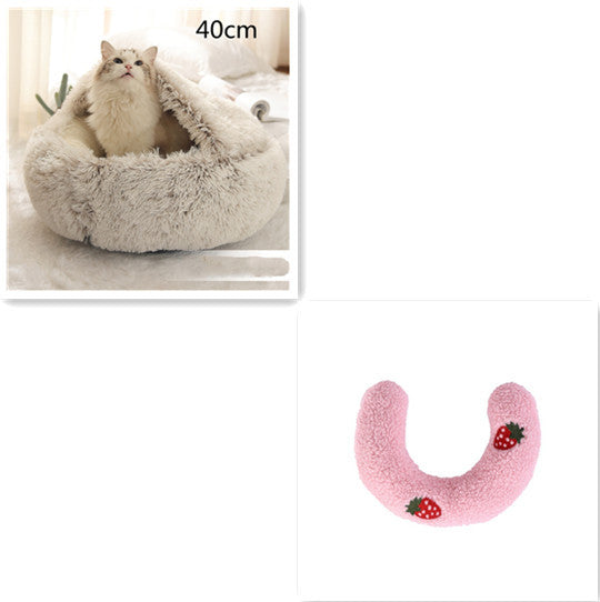 Galuxia 2 In 1 Dog And Cat Bed Pet Winter Bed Round Plush Warm Bed House Soft Long Plush Pets Bed Pet Products